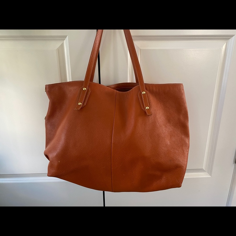 J. McLaughlin cognac leather tote